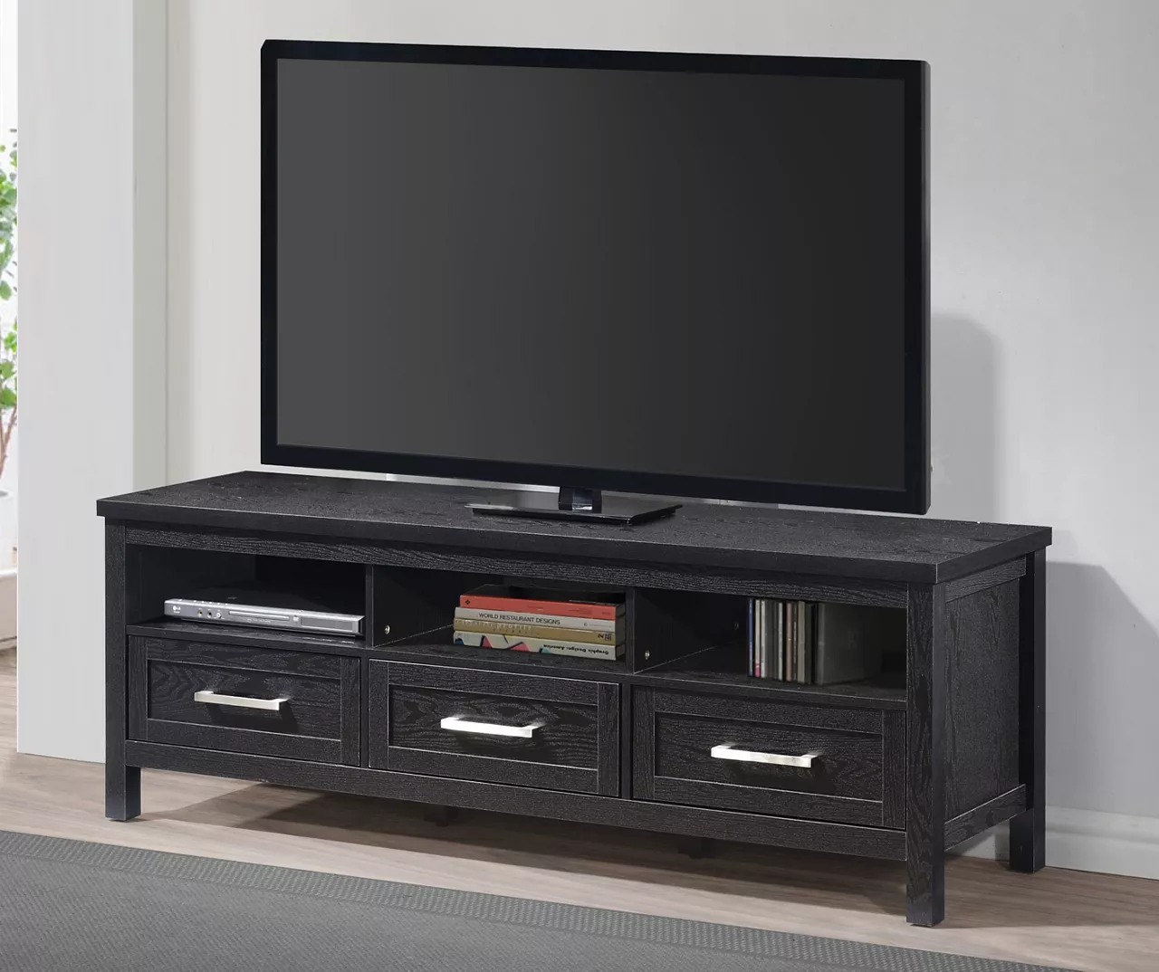 Black 3-Drawer TV Stand 2 Black 3-Drawer TV Stand - Image 2