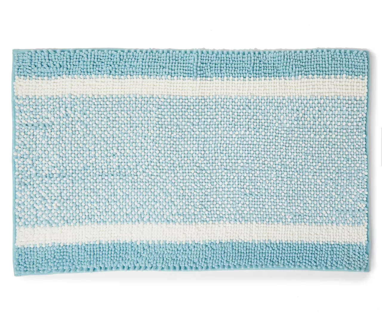 Aqua & White Stripe Chenille 2-Piece Bath Rug Set 2 Aqua & White Stripe Chenille 2-Piece Bath Rug Set - Image 2