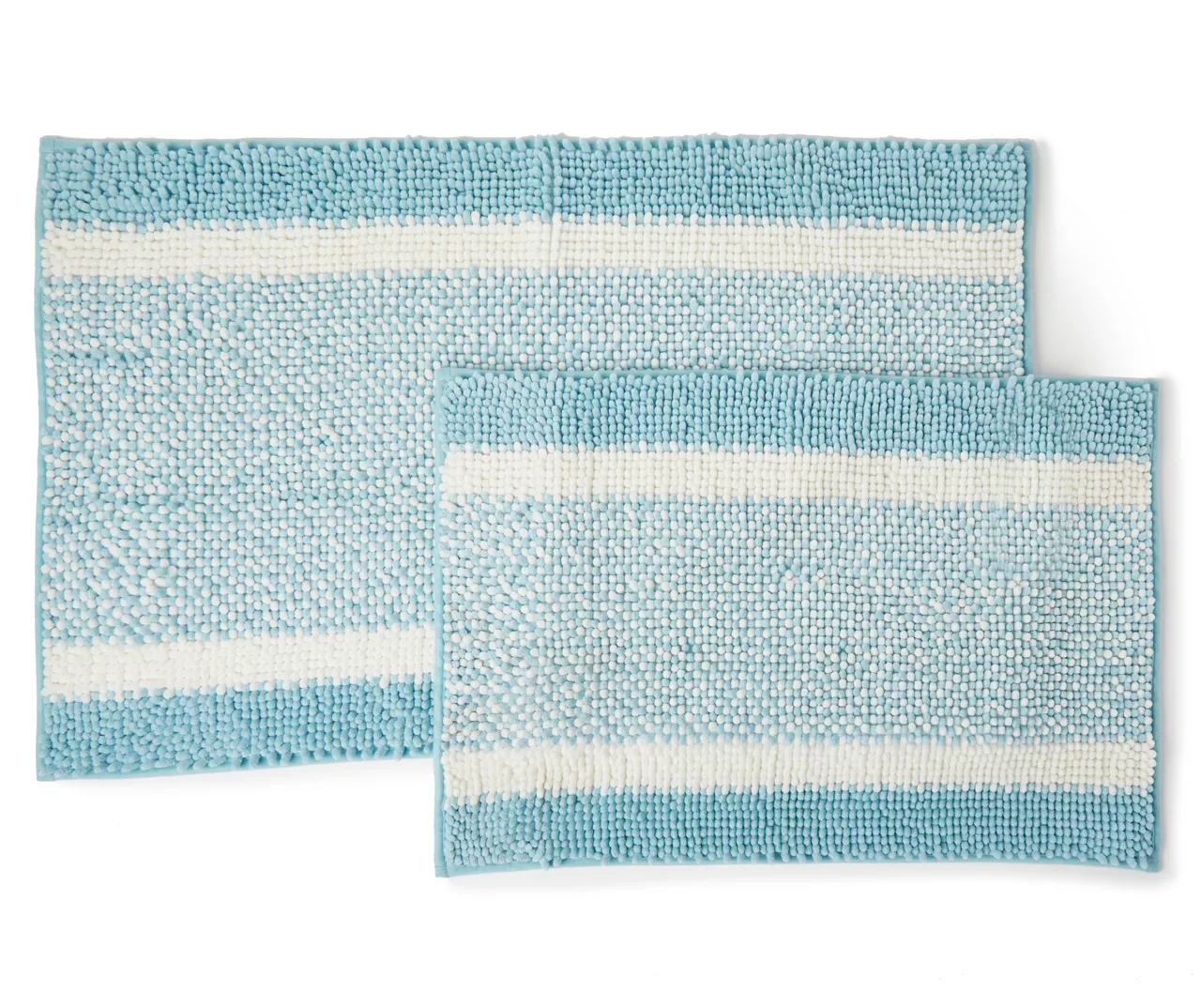 Aqua & White Stripe Chenille 2-Piece Bath Rug Set 1 Aqua & White Stripe Chenille 2-Piece Bath Rug Set