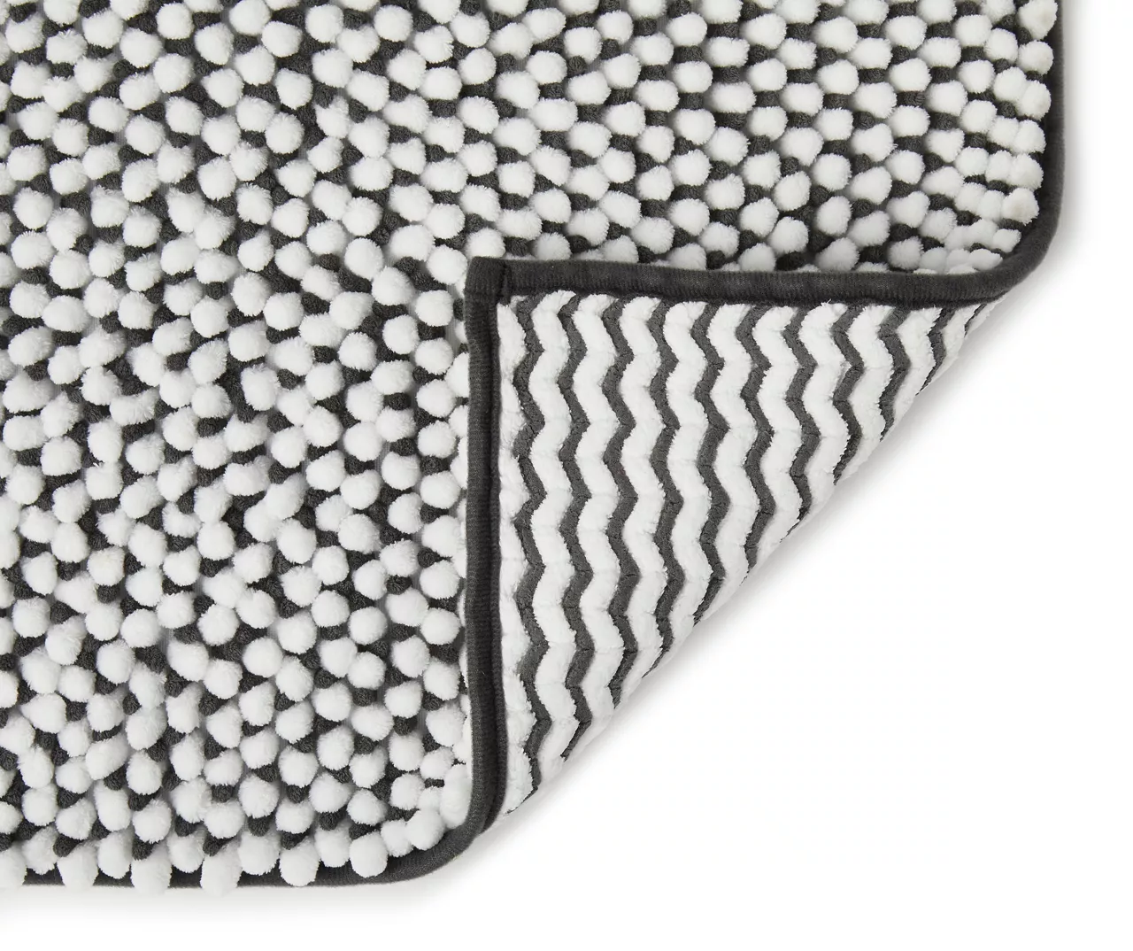 Dark Gray & White Chenille 2-Piece Bath Rug Set 3 Dark Gray & White Chenille 2-Piece Bath Rug Set - Image 3