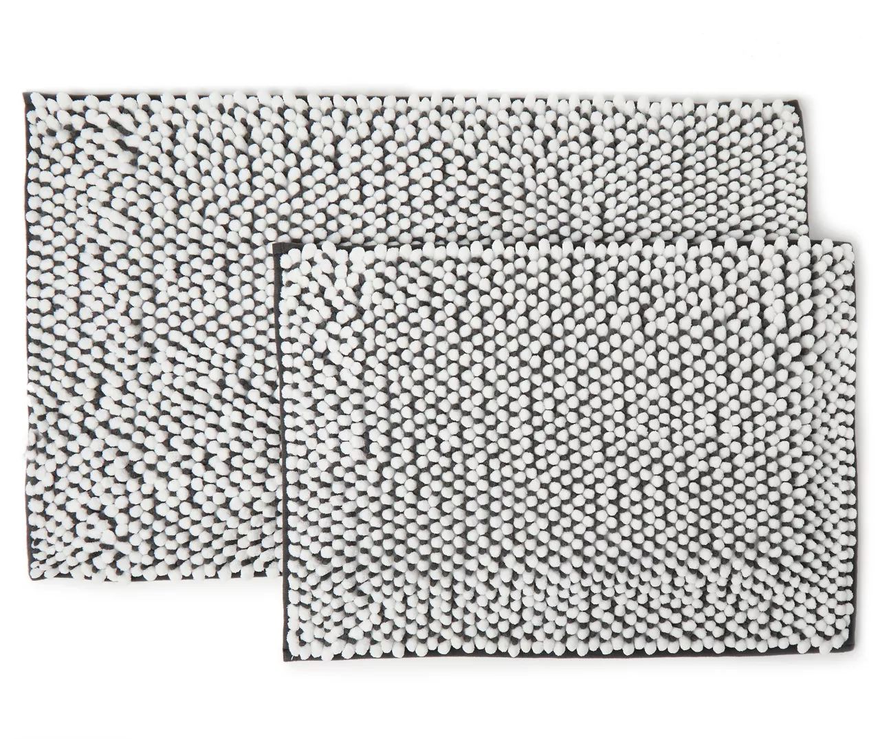 Dark Gray & White Chenille 2-Piece Bath Rug Set 1 Dark Gray & White Chenille 2-Piece Bath Rug Set