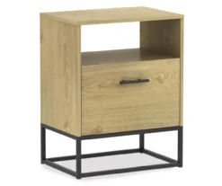 Woodgrain USB Port & Outlet Accent Table