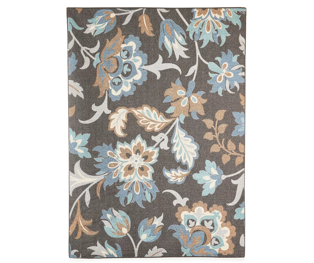 Real Living Gray, Aqua Blue & Brown Jacobean Rug 2 Real Living Gray, Aqua Blue & Brown Jacobean Rug - Image 2
