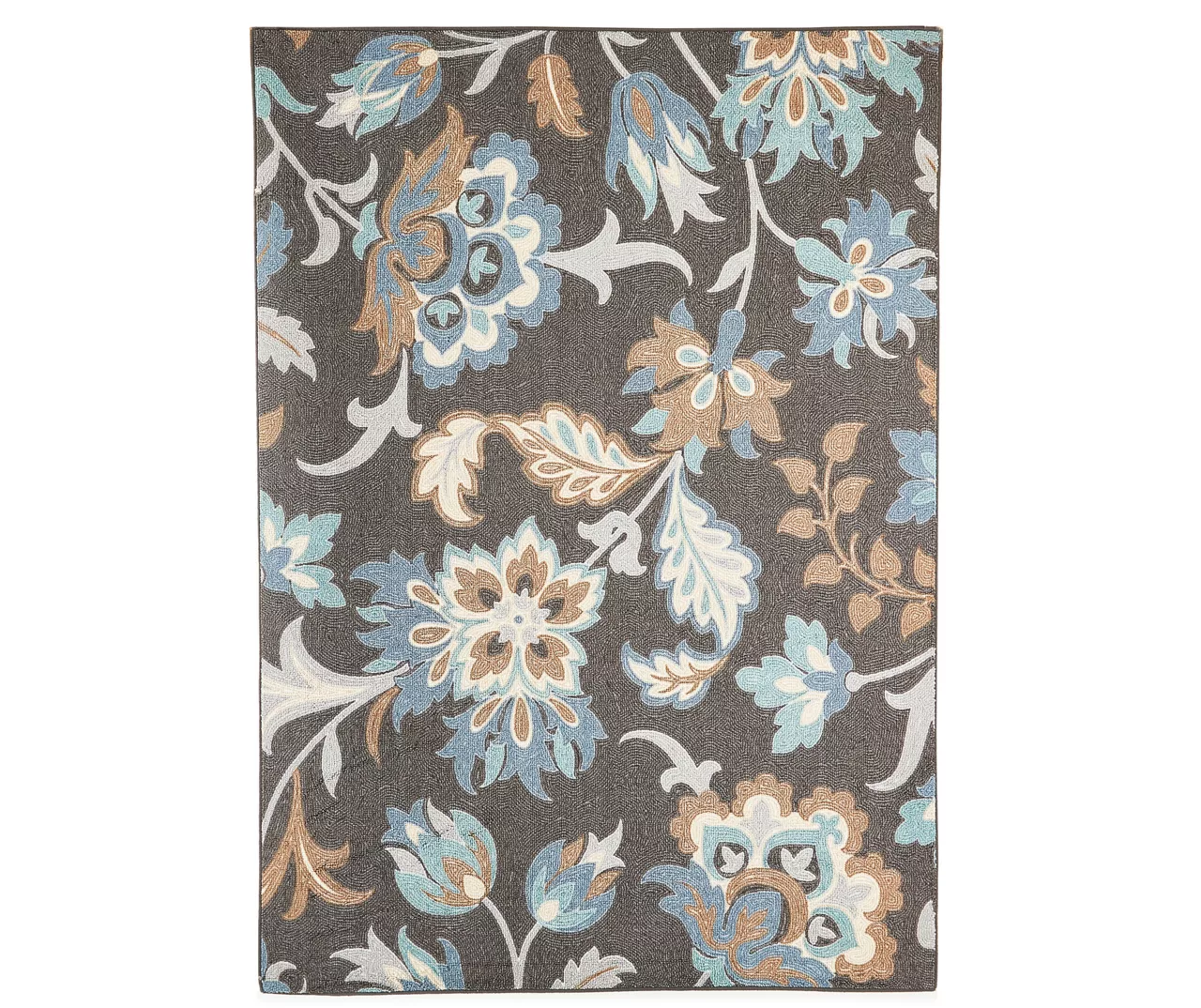 Real Living Gray, Aqua Blue & Brown Jacobean Rug 3 Real Living Gray, Aqua Blue & Brown Jacobean Rug - Image 3