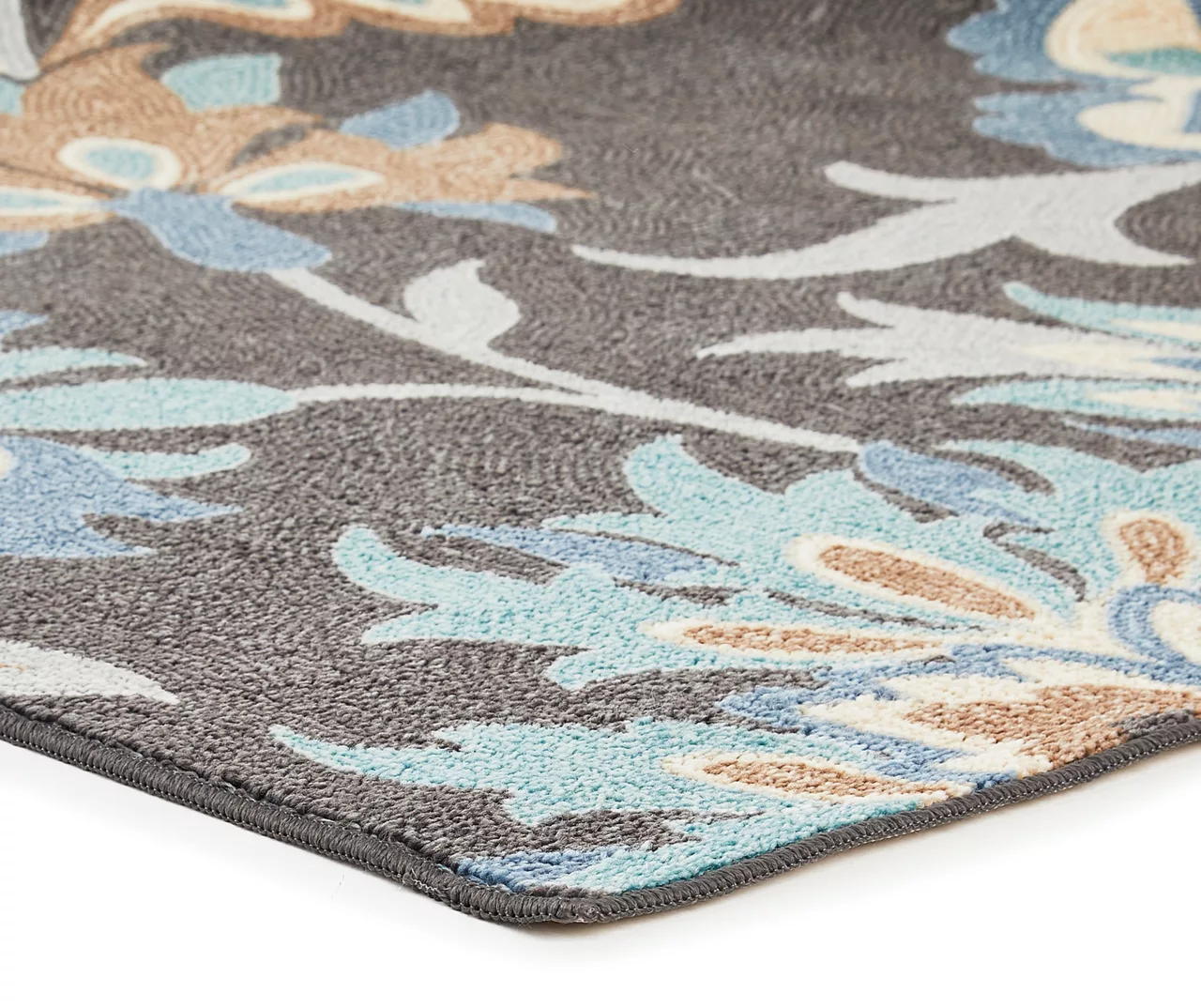 Real Living Gray, Aqua Blue & Brown Jacobean Rug 4 Real Living Gray, Aqua Blue & Brown Jacobean Rug - Image 4