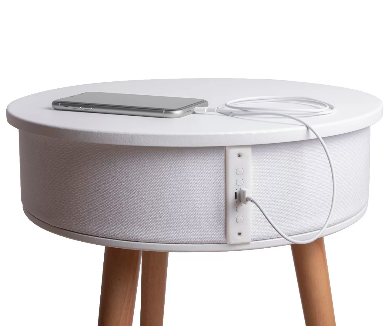 White End Table With Bluetooth Speaker & USB Port 3 White End Table With Bluetooth Speaker & USB Port - Image 3