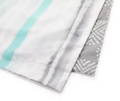 Aqua & Gray Stripe Queen 14-Piece Reversible Comforter Set -Real Living 810514970 2