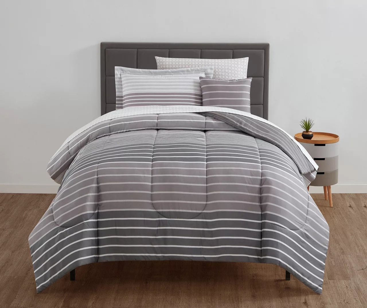 Real Living Alister Gray Striped Reversible Comforter Set 1 Real Living Alister Gray Striped Reversible Comforter Set