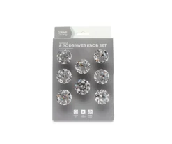 Clear Half-Round 8-Piece Crystal Drawer & Cabinet Knob Set