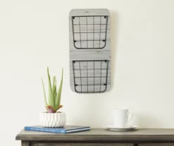 Gray Wire Double-Bin Mail Wall Organizer -Real Living 810535795 2