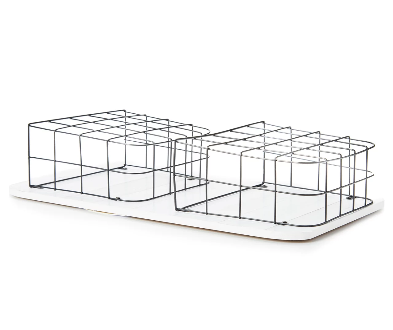 White Wire Double-Bin Mail Wall Organizer 2 White Wire Double-Bin Mail Wall Organizer - Image 2