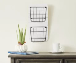 White Wire Double-Bin Mail Wall Organizer 6 White Wire Double-Bin Mail Wall Organizer -Real Living 810535796 2