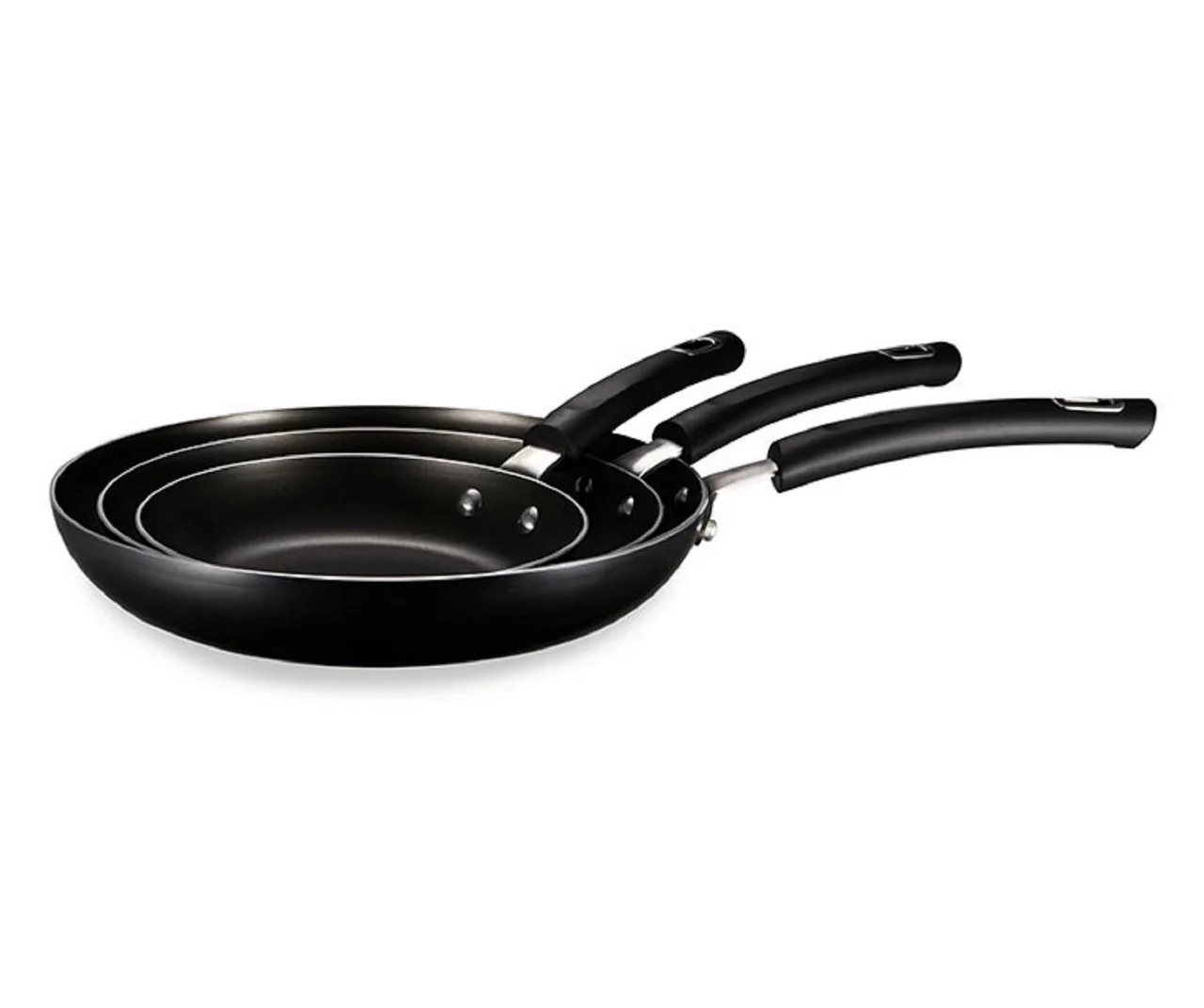 Black Non-Stick 3-Piece Fry Pan Set 1 Black Non-Stick 3-Piece Fry Pan Set