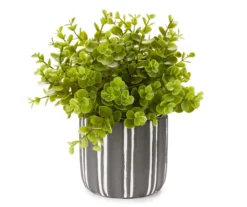 Greenery In Black & White Round Cement Pot