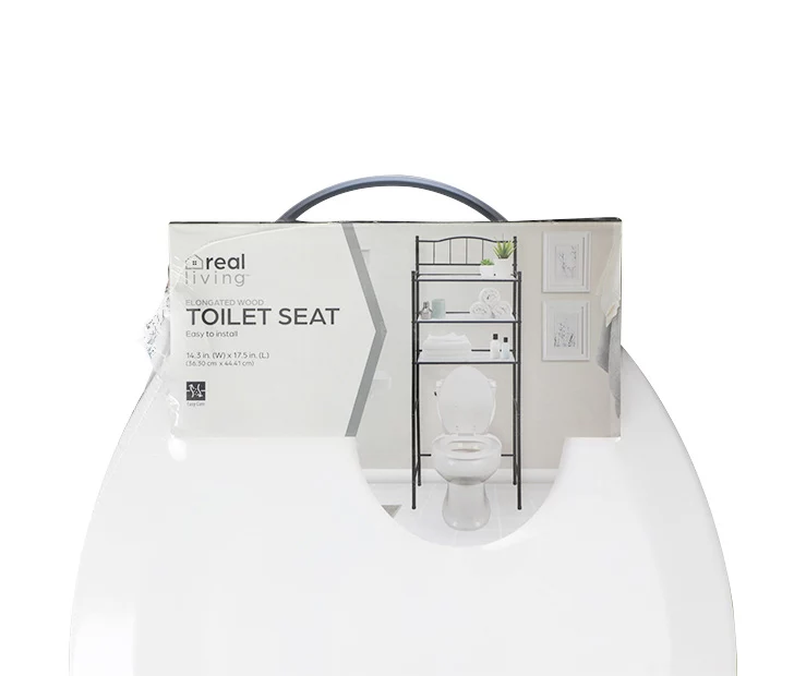 White Oblong Wood Toilet Seat 7 White Oblong Wood Toilet Seat - Image 7