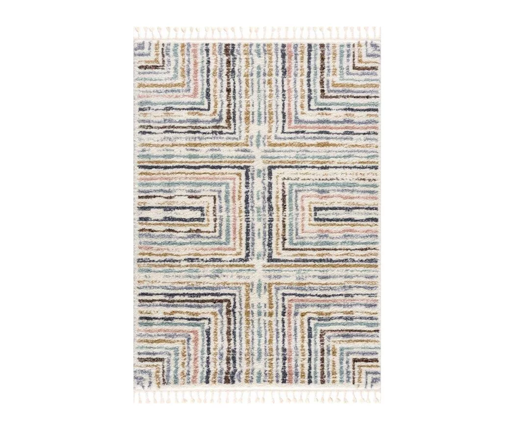 Real Living Geneva White & Multicolor Stripe Rectangle Shag Area Rug 3 Real Living Geneva White & Multicolor Stripe Rectangle Shag Area Rug - Image 3
