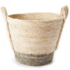 Gray Natural Woven Maize & Paper Round Bin