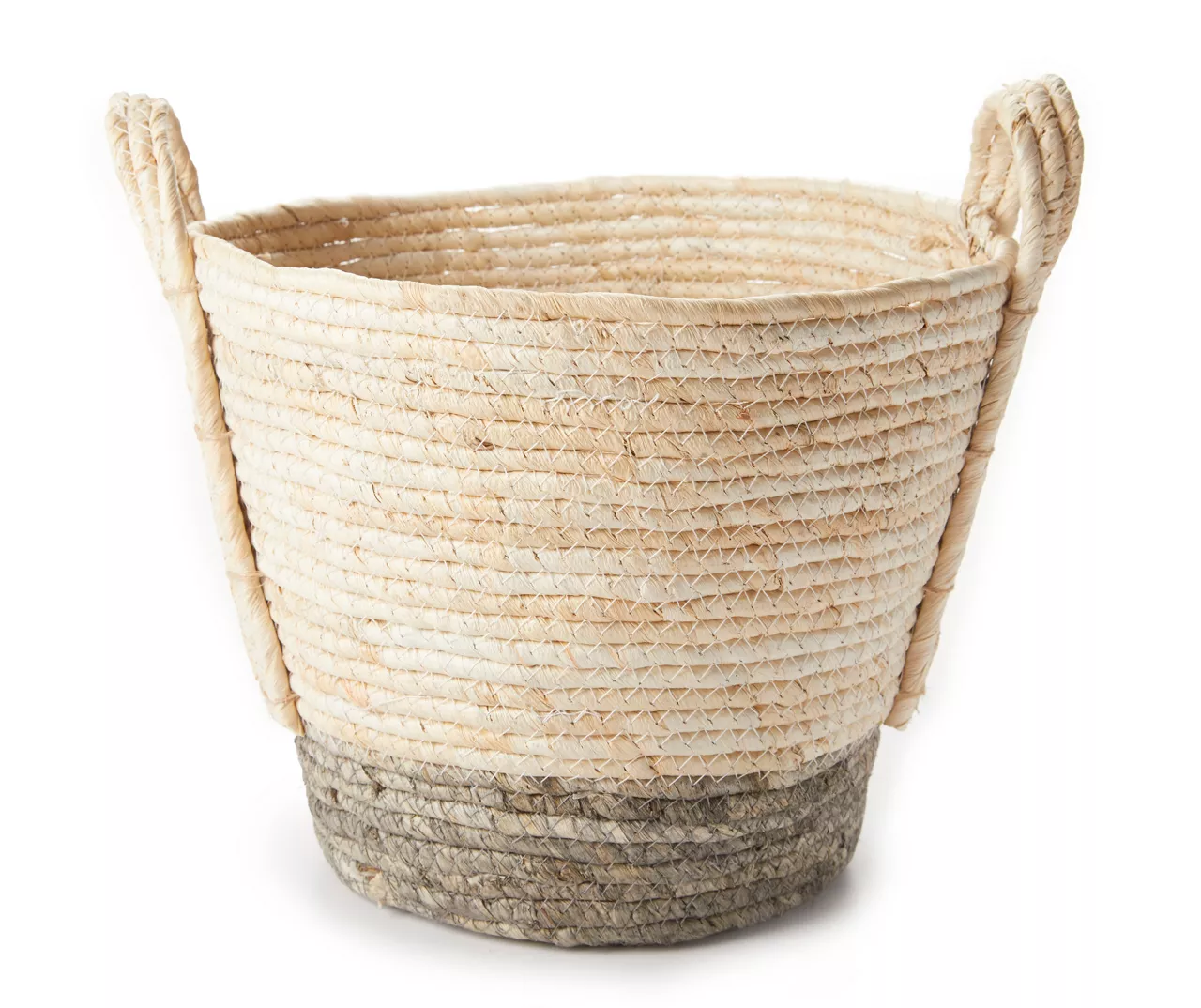Gray Natural Woven Maize & Paper Round Bin 1 Gray Natural Woven Maize & Paper Round Bin