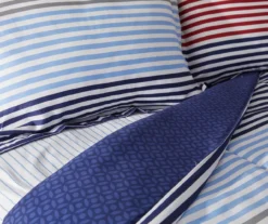 Blue & Red Stripe Microfiber Twin 6-Piece Bed-in-a-Bag Set -Real Living 810563034 810563033 810563032 810563031 2