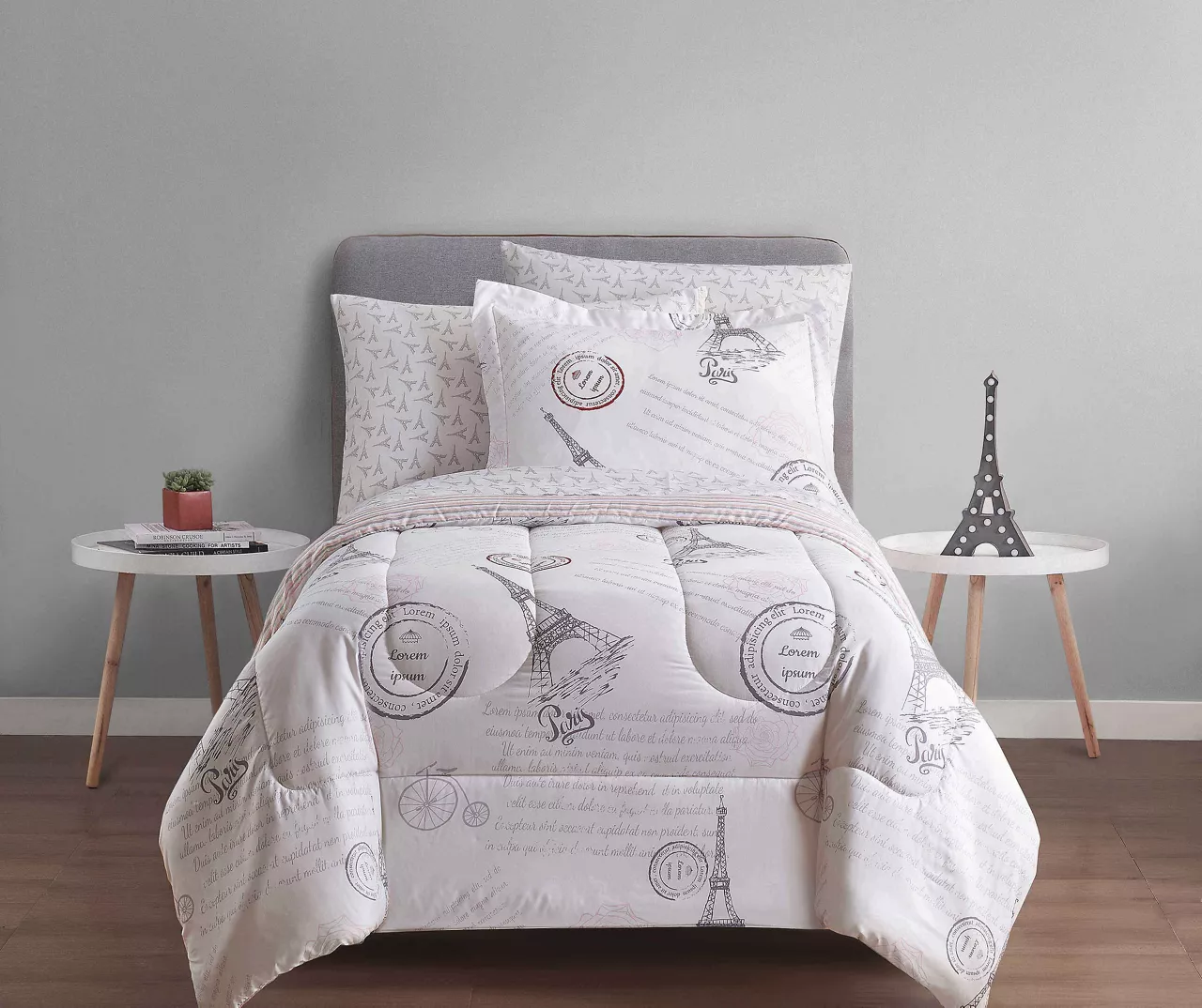 Real Living White & Pink Paris Bed-in-a-Bag Reversible Comforter Set 4 Real Living White & Pink Paris Bed-in-a-Bag Reversible Comforter Set - Image 4