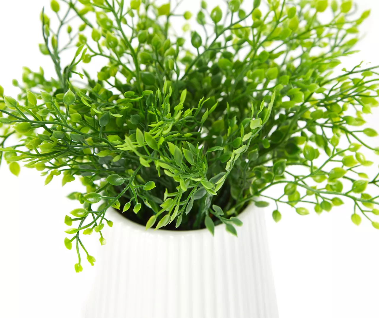 Artificial Greenery In White Ribbed Ceramic Pot 2 Artificial Greenery In White Ribbed Ceramic Pot - Image 2