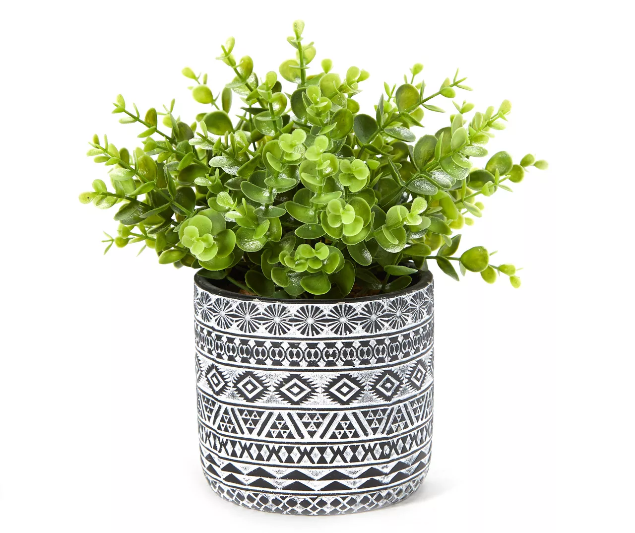Artificial Plant In Black & White Southwest Cement Pot 1 Artificial Plant In Black & White Southwest Cement Pot