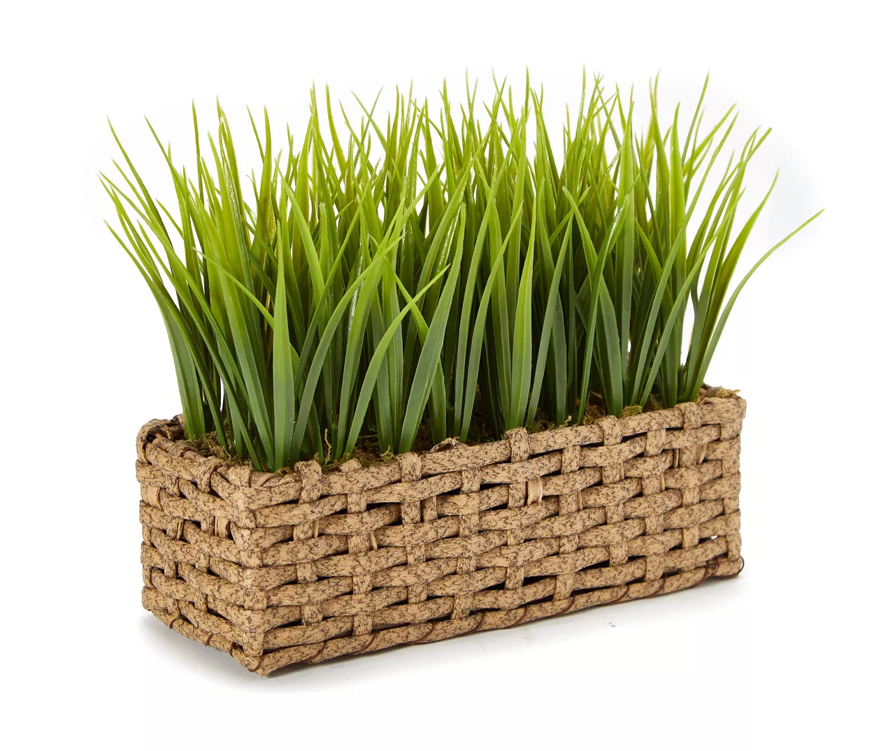 Artificial Grass In Woven Basket 1 Artificial Grass In Woven Basket