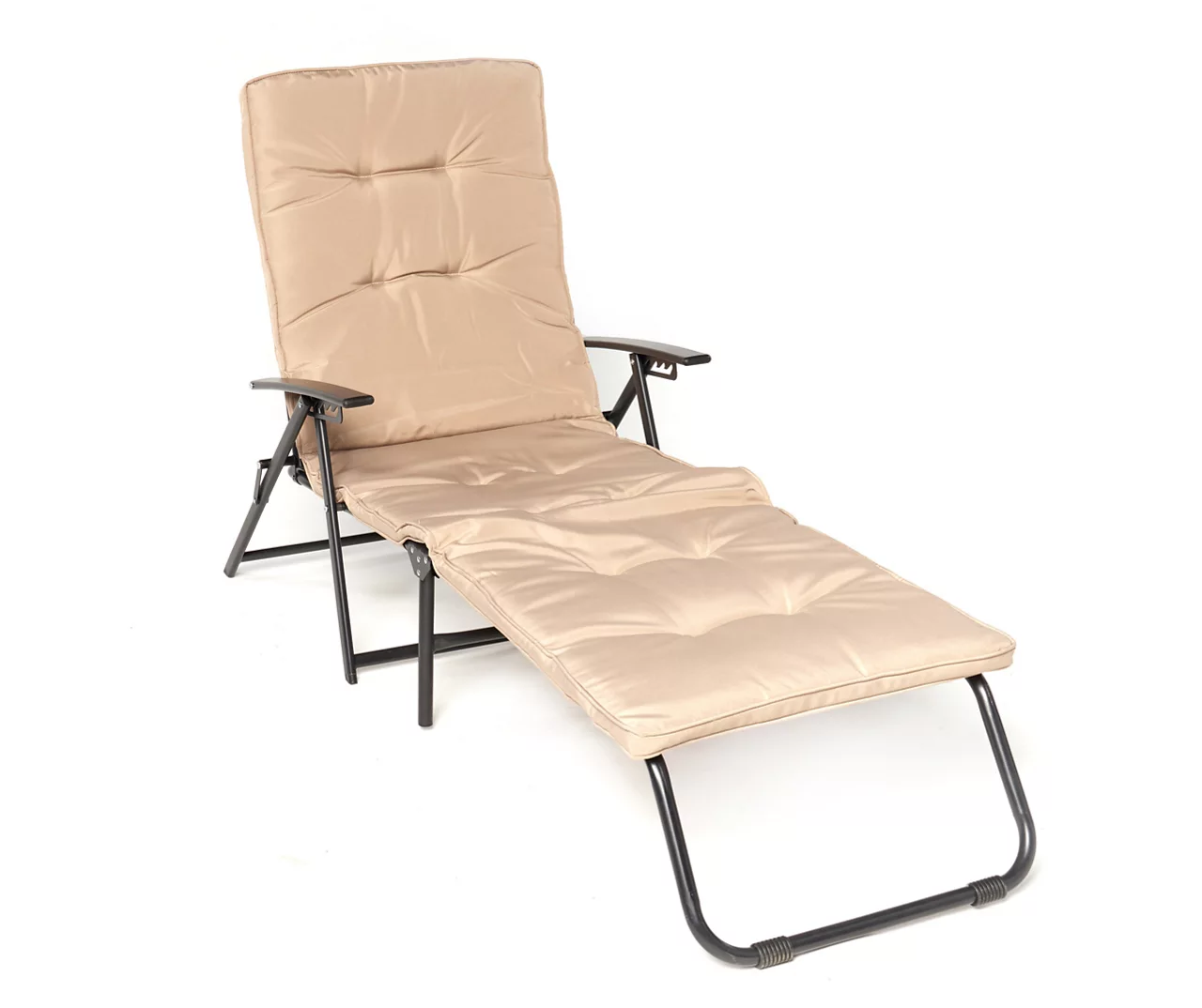 Tan Padded Outdoor Folding Chaise Lounge 2 Tan Padded Outdoor Folding Chaise Lounge - Image 2
