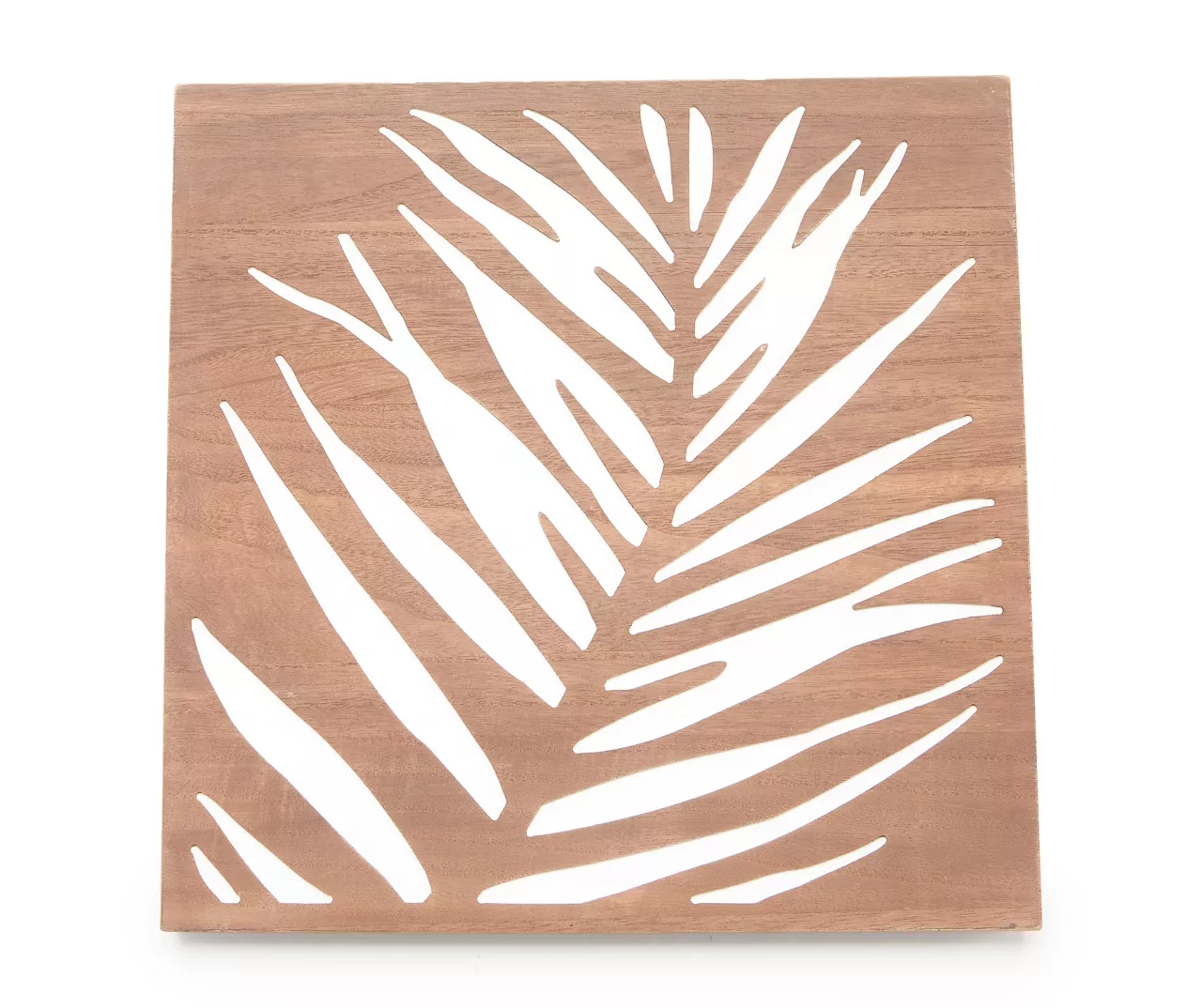 Brown & White Carved Palm Leaf Wall Plaque 1 Brown & White Carved Palm Leaf Wall Plaque