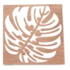 Brown & White Carved Monstera Leaf Wall Plaque