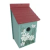 Blue & Red Daisy Hand Crafted Wood Birdhouse