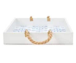 Grecian Getaway Blue & White Tile Print Decorative Tray 5 Grecian Getaway Blue & White Tile Print Decorative Tray -Real Living 810592580 A8 3