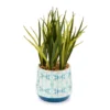 Grecian Getaway Green Artificial Greenery With White & Blue Ceramic Pot