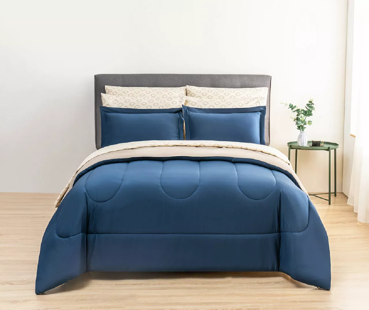 Real Living Navy & Tan Bed-in-a-Bag Set 1 Real Living Navy & Tan Bed-in-a-Bag Set