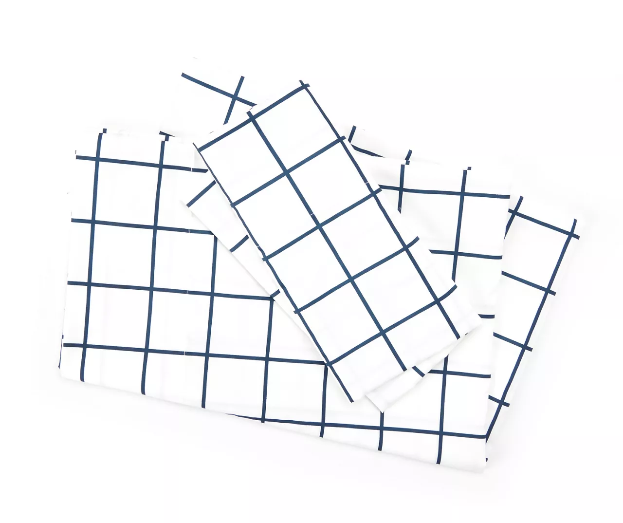 Real Living White & Navy Windowpane Microfiber Sheet Set 2 Real Living White & Navy Windowpane Microfiber Sheet Set - Image 2