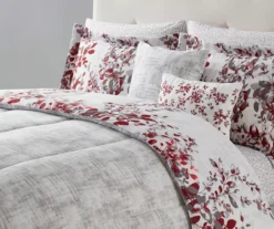 Red & Gray Floral Bed-in-a-Bag Full 14-Piece Bedding Set -Real Living 810593106 B0 1