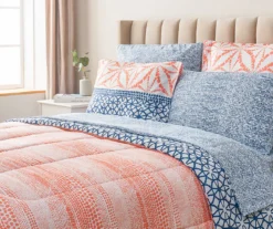 Real Living Coral & Blue Geometric Floral Bed-in-a-Bag Set -Real Living 810593108 B0 1