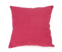Fuchsia Waffle-Knit Square Throw Pillow