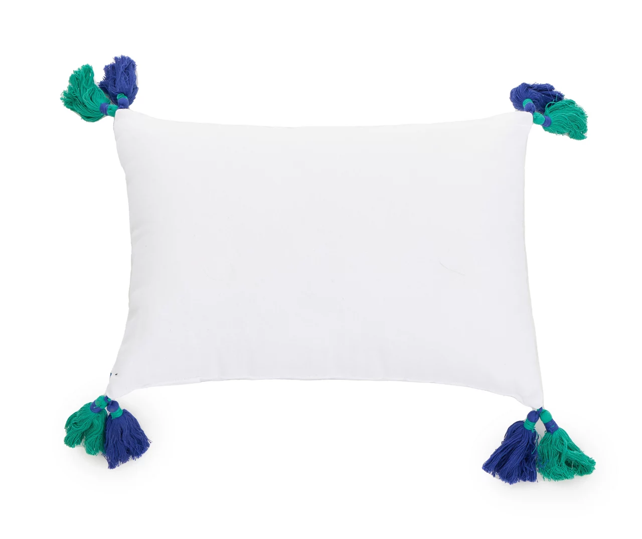Blossom White & Blue Peacock Rectangle Throw Pillow 2 Blossom White & Blue Peacock Rectangle Throw Pillow - Image 2