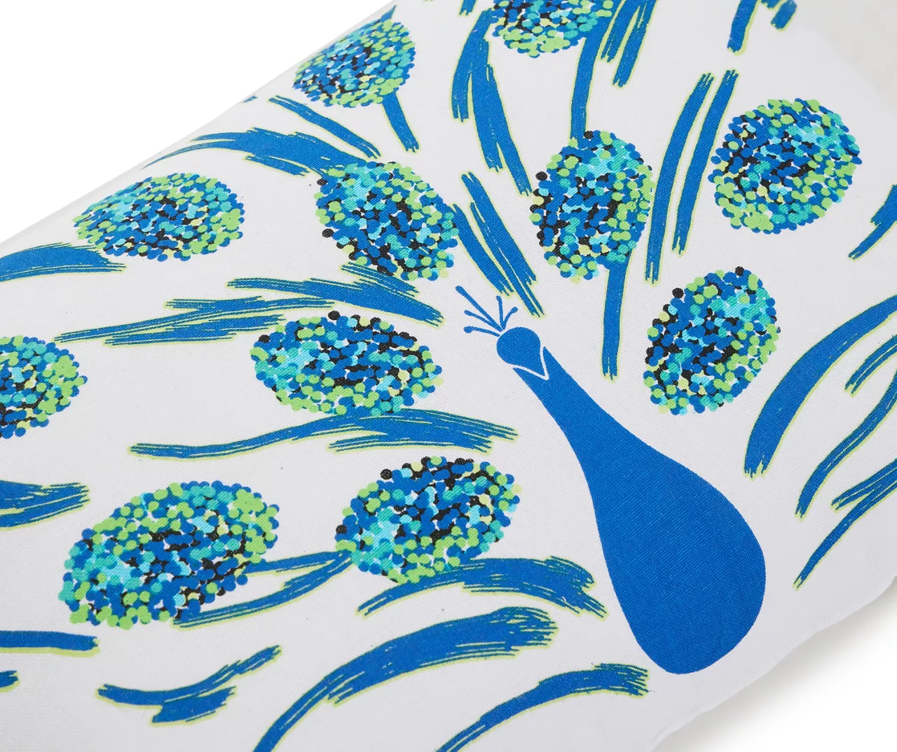 Blossom White & Blue Peacock Rectangle Throw Pillow 3 Blossom White & Blue Peacock Rectangle Throw Pillow - Image 3