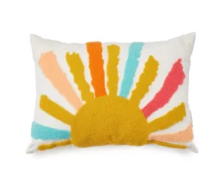 Blossom White & Multi-Color Sunshine Rectangle Throw Pillow