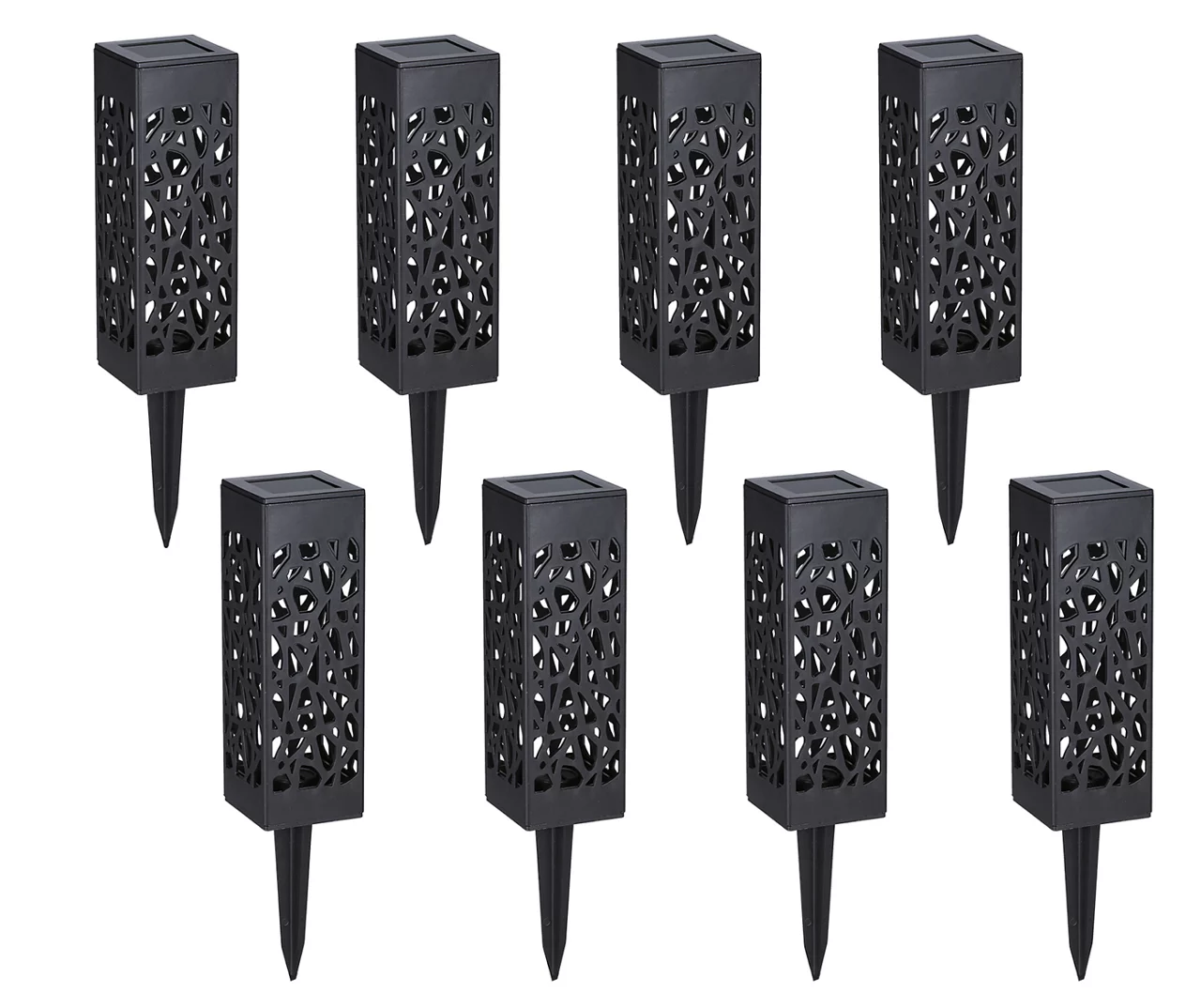 Black Cut-Out Geometric 8-Piece Solar Pathway Light Set 2 Black Cut-Out Geometric 8-Piece Solar Pathway Light Set - Image 2
