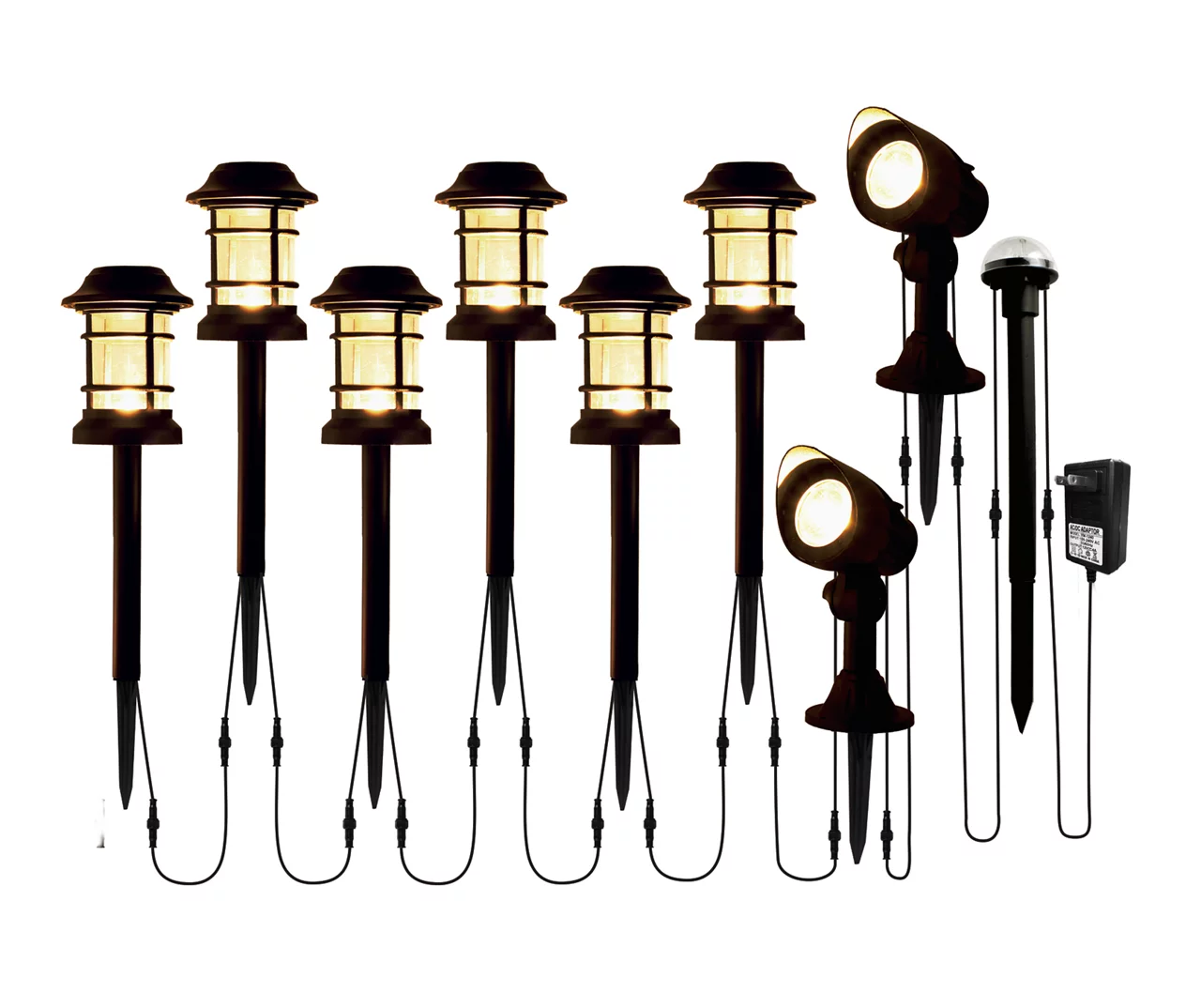 Low Voltage 8-Piece LED Photocell Pathway Marker & Spotlight Set 1 Low Voltage 8-Piece LED Photocell Pathway Marker & Spotlight Set