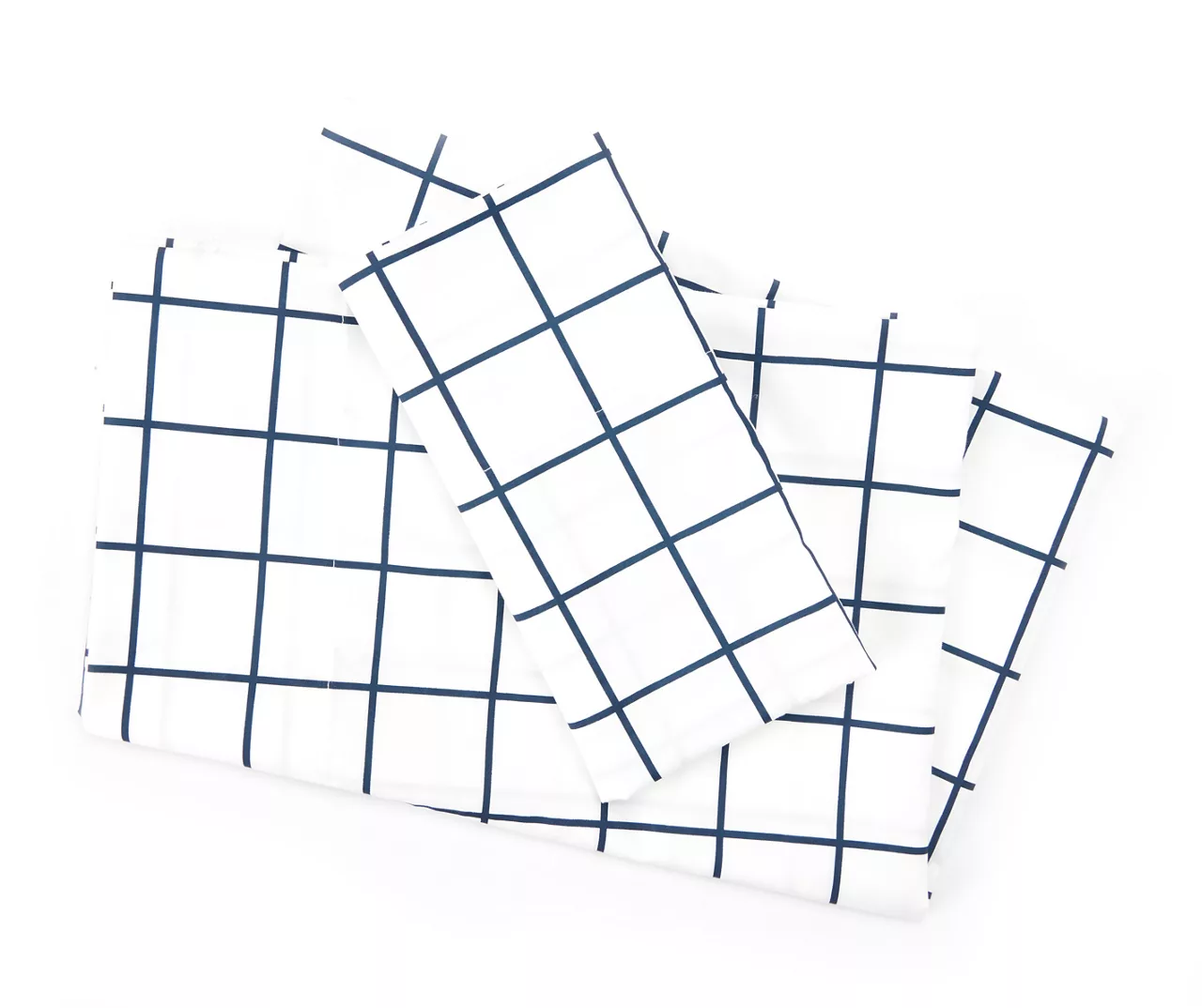 Real Living White & Navy Windowpane Microfiber Sheet Set 1 Real Living White & Navy Windowpane Microfiber Sheet Set