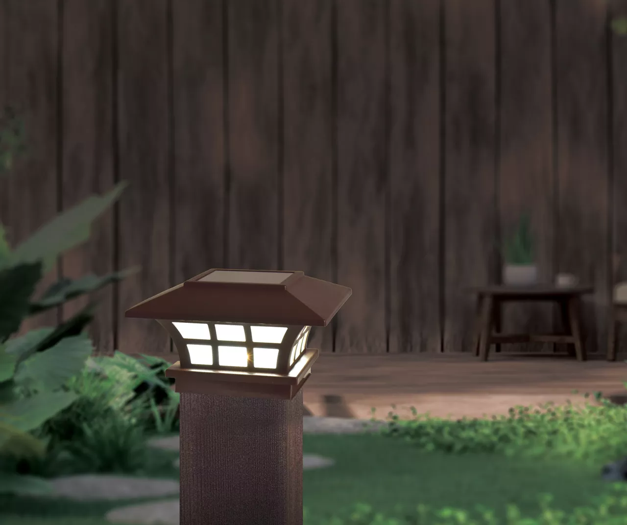 Brown Finish LED Solar Post Cap Light Set, 2-Pack 2 Brown Finish LED Solar Post Cap Light Set, 2-Pack - Image 2