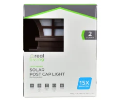 Brown Finish LED Solar Post Cap Light Set, 2-Pack 7 Brown Finish LED Solar Post Cap Light Set, 2-Pack -Real Living 810594406 P0 1