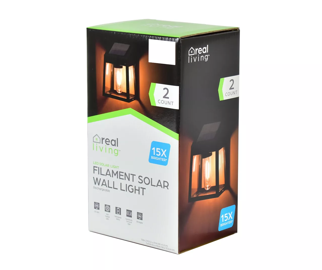 Black Filament LED Solar Wall Light Set, 2-Pack 2 Black Filament LED Solar Wall Light Set, 2-Pack - Image 2