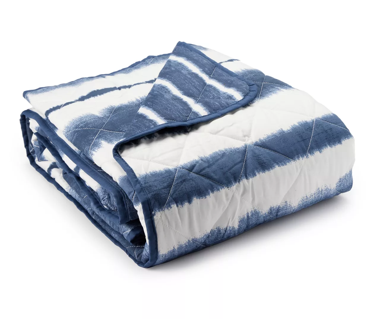Real Living Grecian Getaway Navy & White Tie-Dye Stripe Reversible Microfiber Quilt 2 Real Living Grecian Getaway Navy & White Tie-Dye Stripe Reversible Microfiber Quilt - Image 2