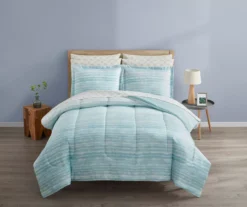 Grecian Getaway Aqua Stripe & Dot Queen 9-Piece Reversible Comforter Set -Real Living 810595801 B0 2 1