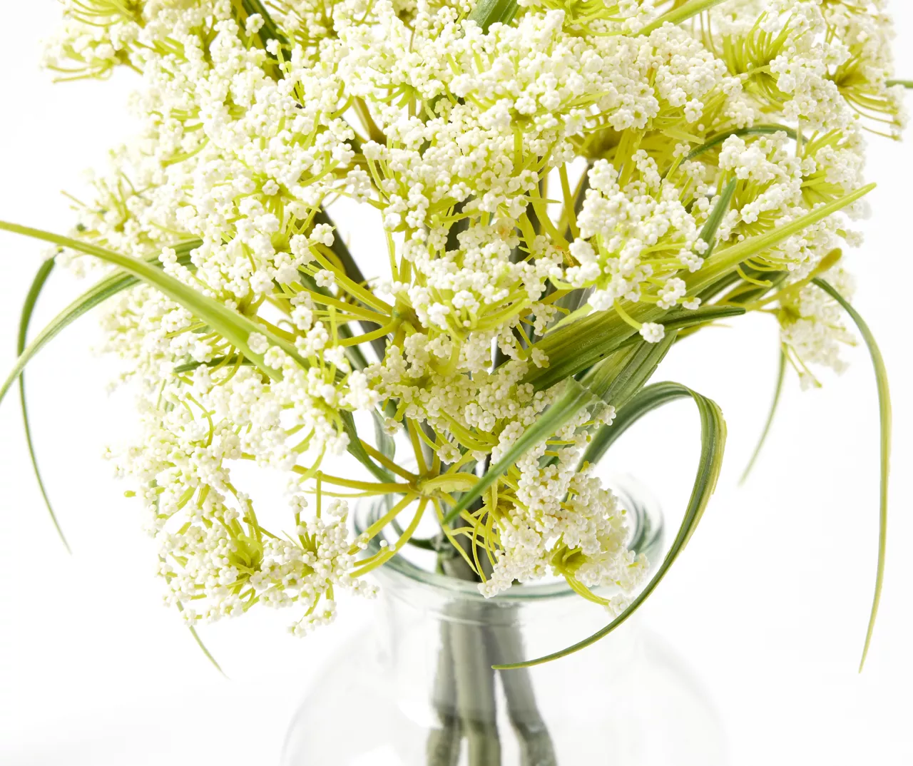White Floral & Greenery In Glass Bud Vase 2 White Floral & Greenery In Glass Bud Vase - Image 2